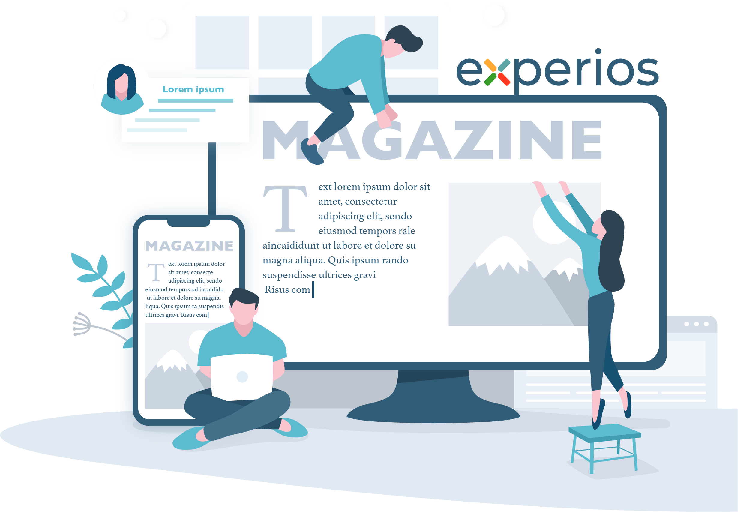 Image of characters working on a magazine