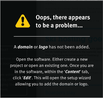 Oops, there appears to be a problem... A domain or logo has not been added