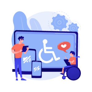 Electronic accessibility abstract concept vector illustration. Accessibility to websites, electronic device for disabled people, communication technology, adjustable web pages abstract metaphor.